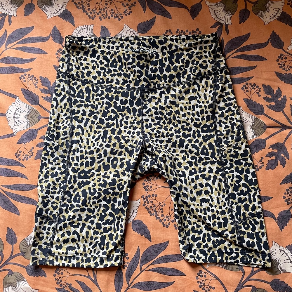 Outdoor Voices Flex 10” Bike Shorts Leopard Cheetah Print 